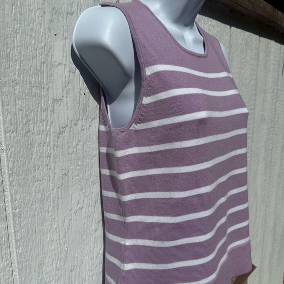 NWT 90s Jones New York Sport Women’s Purple Striped Sleeveless Knit Top Top M - Picture 3 of 6